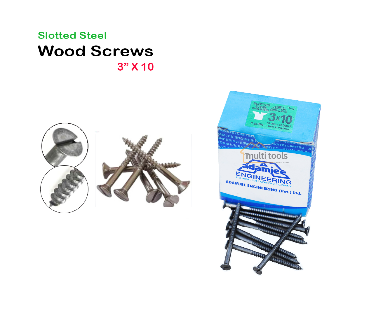 Slotted Steel Wood Screws 3” X 10